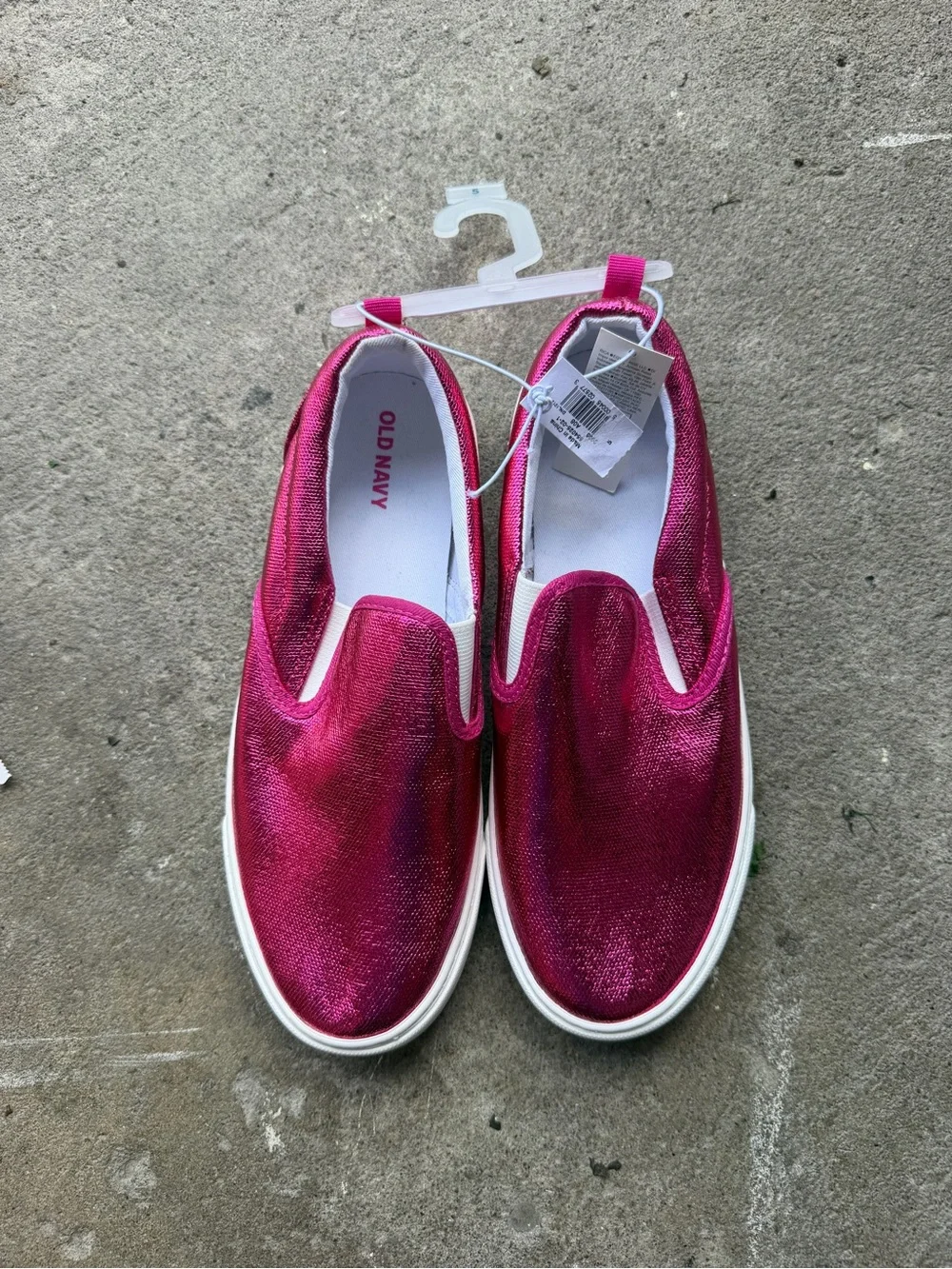 Old Navy Girls Hot Pink Glitter Slip-On Sneakers